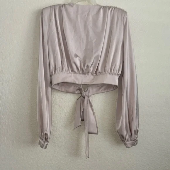 NBD Soft Pink Tie-Front Blouse - Picture 3 of 3